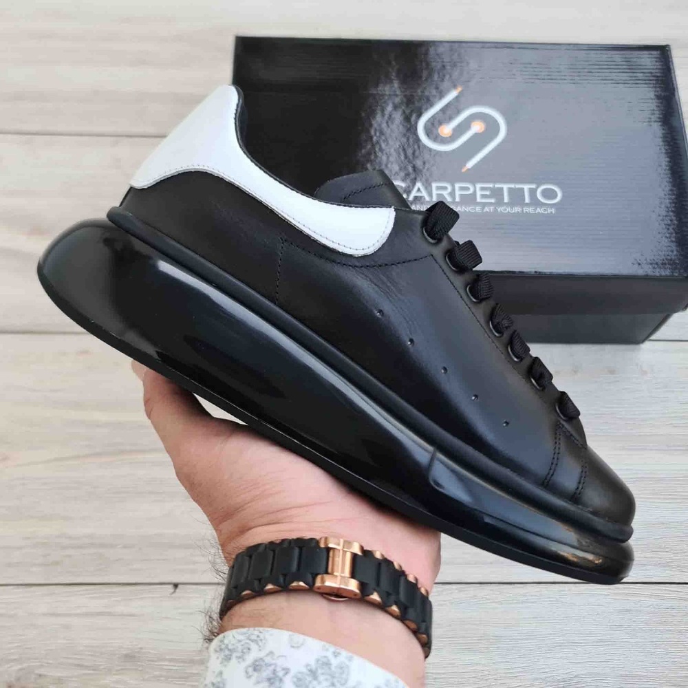 Platform Sole Matte Genuine Leather Sneakers